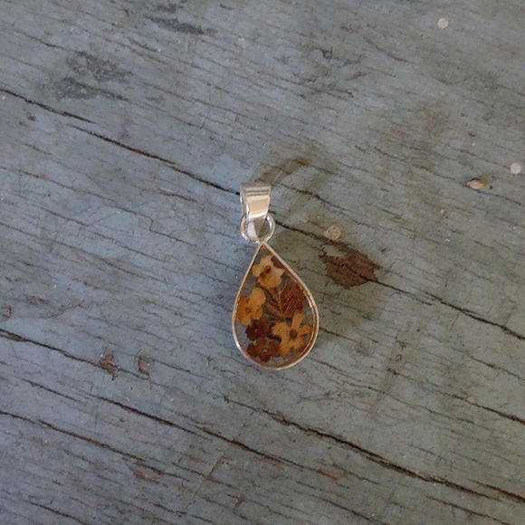 VTG 925 Sterling Pressed Flowers Earrings Pendant SET 🌺 - Picture 4 of 10